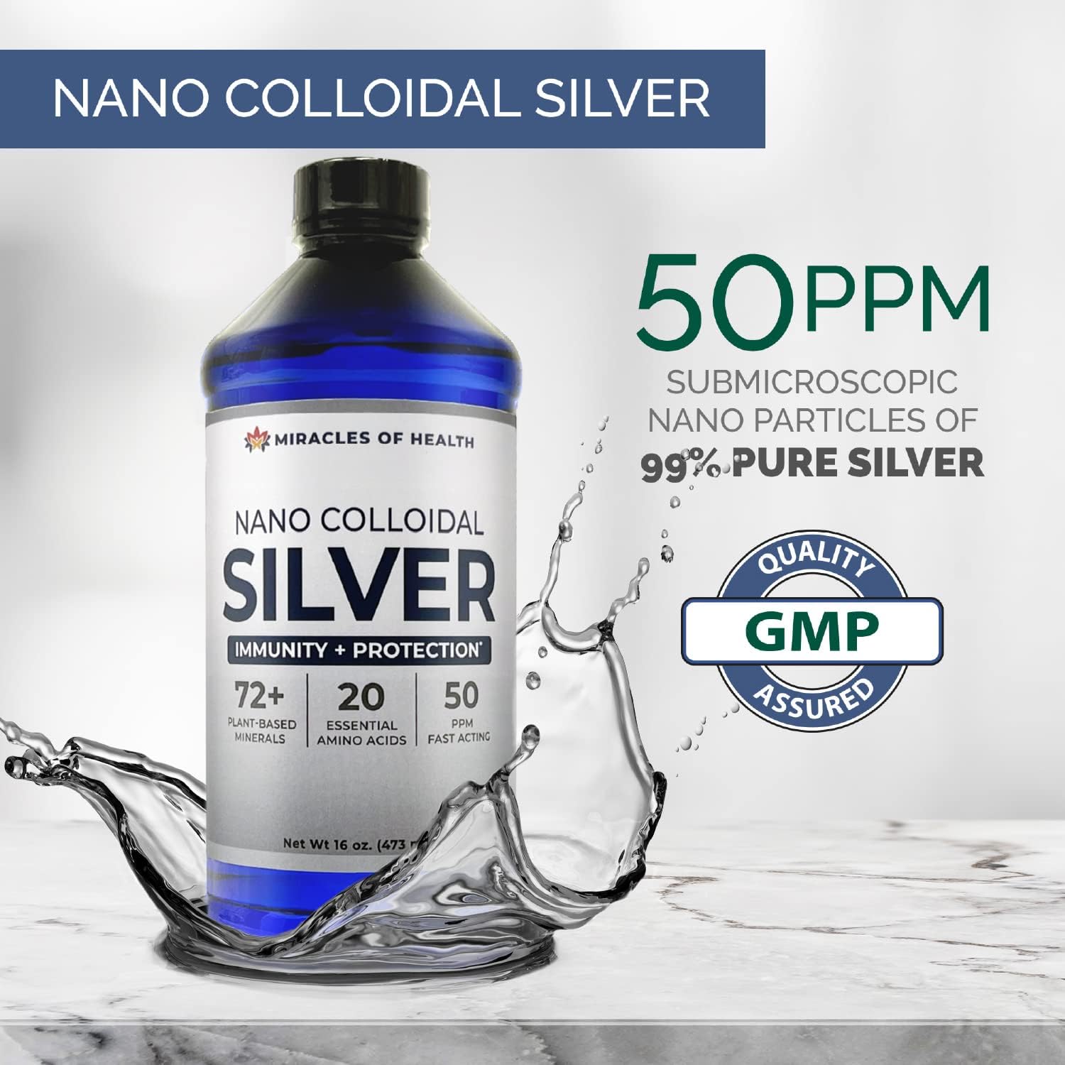 Colloidal Silver | 50 ppm Nano Silver Infused in Chelated Minerals